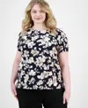 Ak Anne Klein Anne Klein Plus Size Printed Tulip-sleeve Top
