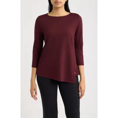 Ak Anne Klein Asymmetric Button Hem Top In Multi