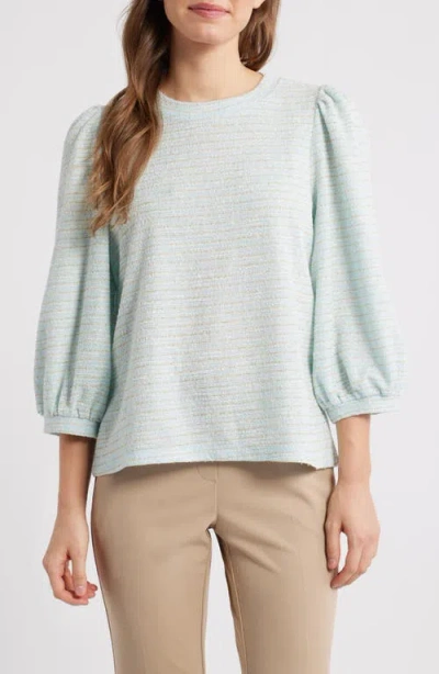 Ak Anne Klein Balloon Sleeve Knit Top In Blue