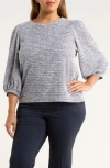 Ak Anne Klein Balloon Sleeve Top In Gray