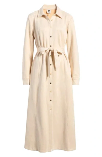 Ak Anne Klein Belted Midi Shirtdress In Macadamia