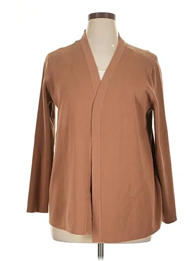 Pre-owned Ak Anne Klein Cardigan Sweater In Brown