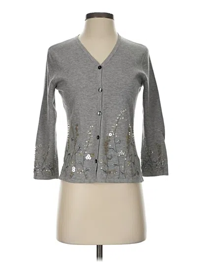 Pre-owned Ak Anne Klein Cardigan Sweater In Gray