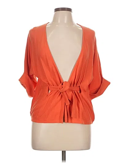 Pre-owned Ak Anne Klein Cardigan Sweater In Orange