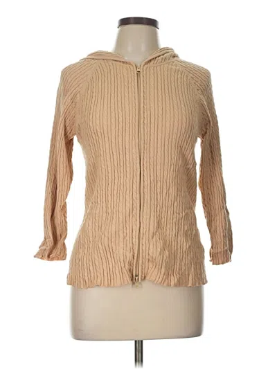 Pre-owned Ak Anne Klein Cardigan Sweater In Tan