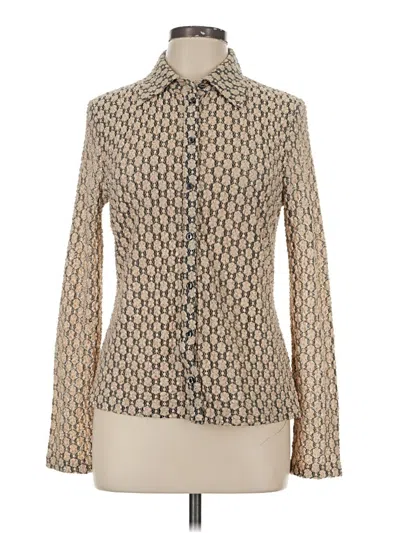 Pre-owned Ak Anne Klein Cardigan Sweater In Tan