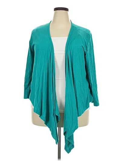 Pre-owned Ak Anne Klein Cardigan Sweater In Teal