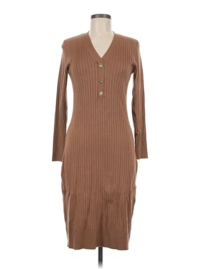 Pre-owned Ak Anne Klein Casual Dress In Brown