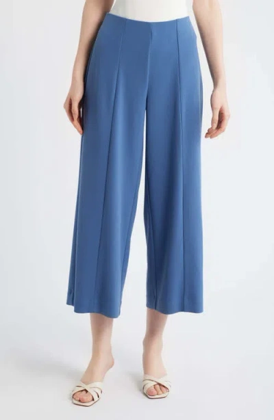 Ak Anne Klein Center Seam Crop Wide Leg Pants In Blue
