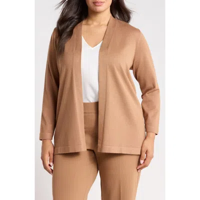 Ak Anne Klein Chatham Open Front Cardigan In Brown