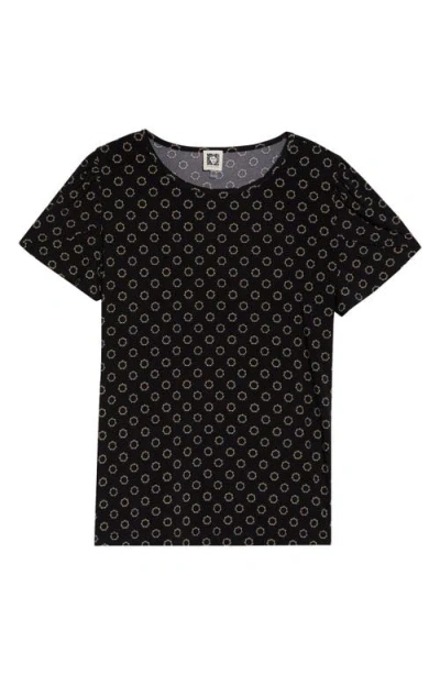 Ak Anne Klein Circle Print Tulip Sleeve Top In Black