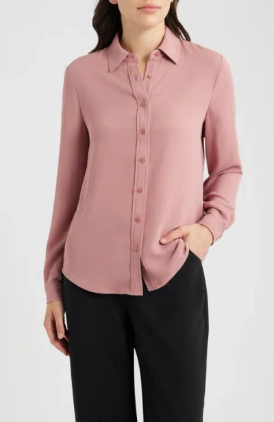 Ak Anne Klein Clean Front Utility Button-up Shirt In Pink