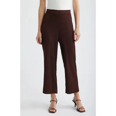 Ak Anne Klein Crinkle Ankle Wide Leg Pants In Brown