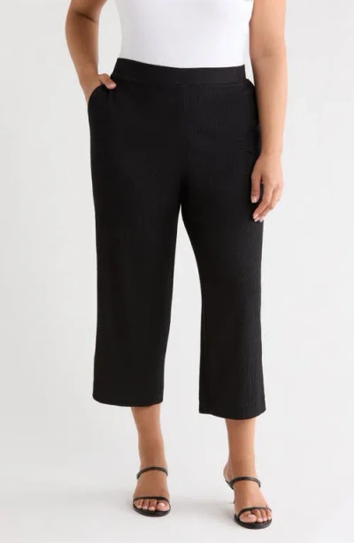 Ak Anne Klein Crop Pull-on Pants In Black