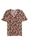 Ak Anne Klein Dot Print Short Sleeve Button-up Shirt In Multi