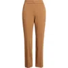 Ak Anne Klein Faux Fly Straight Leg Pants In Brown