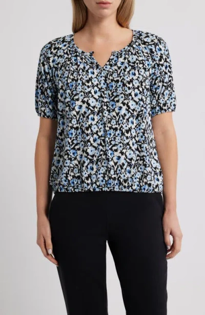 Ak Anne Klein Floral Peasant Top In Multi