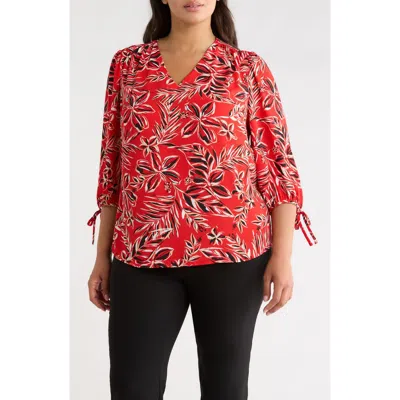 Ak Anne Klein Floral Print Woven Shirt In Pink