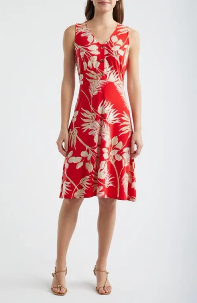 Ak Anne Klein Floral Sleeveless A-line Dress In Multi