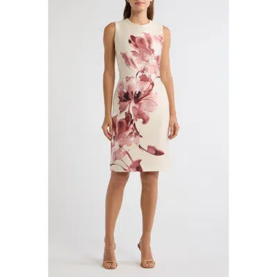 Ak Anne Klein Floral Sleeveless Sheath Dress In Multi