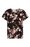 Ak Anne Klein Floral Tulip Sleeve Top In Multi
