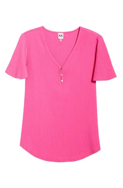 Ak Anne Klein Flutter Sleeve V-neck T-shirt In Pink