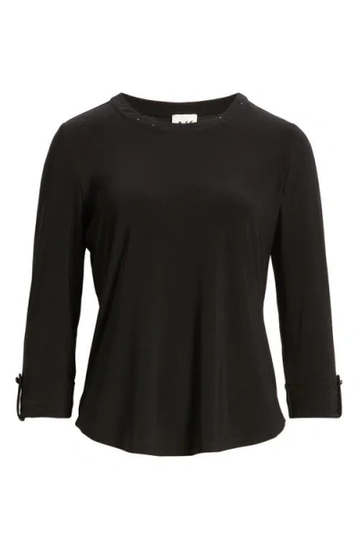 Ak Anne Klein Heat-set Top In Black