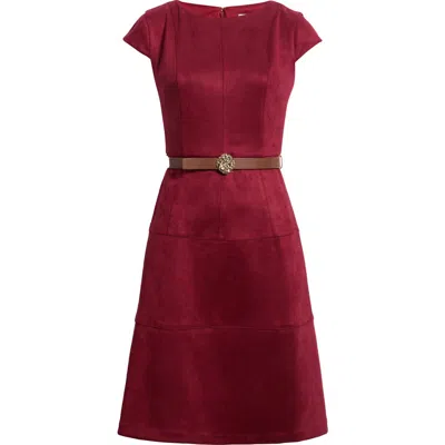 Ak Anne Klein Heritage Sueded Scuba Knit Dress In Burgundy