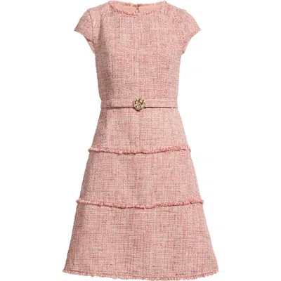 Ak Anne Klein Heritage Tweed Midi Dress In Pink