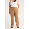 Ak Anne Klein High Waist Pull-on Pants In White