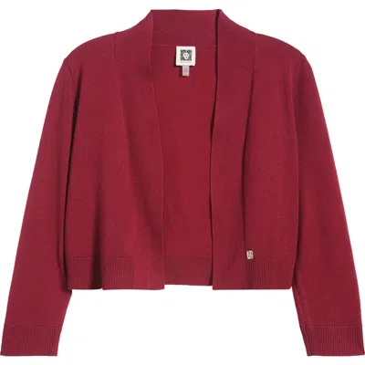 Ak Anne Klein Kissing Front Crop Shrug In New Burgundy
