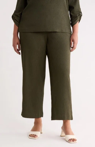 Ak Anne Klein Knit Pull-on Wide Leg Pants In Green