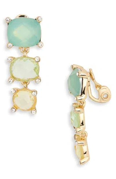 Ak Anne Klein Linear Clip-on Earrings In Green