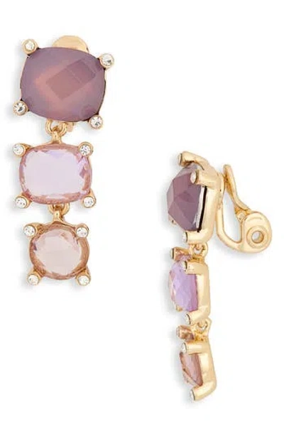 Ak Anne Klein Linear Clip-on Earrings In Purple