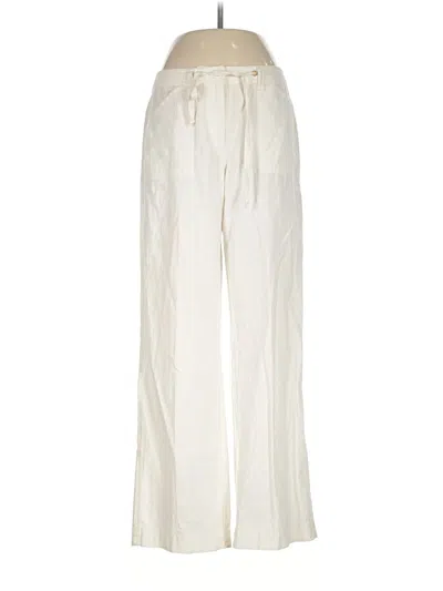 Pre-owned Ak Anne Klein Linen Pants In Ivory