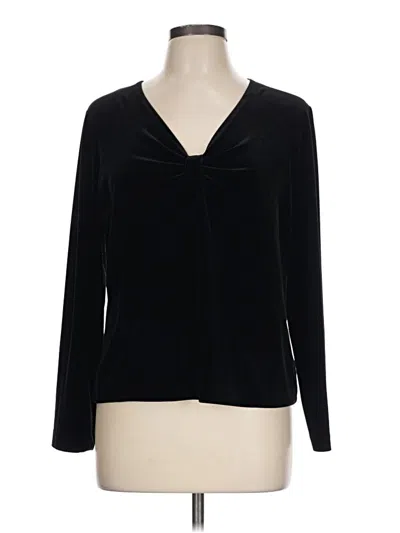 Pre-owned Ak Anne Klein Long Sleeve Blouse In Black