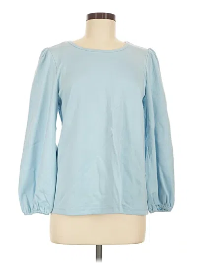 Pre-owned Ak Anne Klein Long Sleeve Blouse In Blue