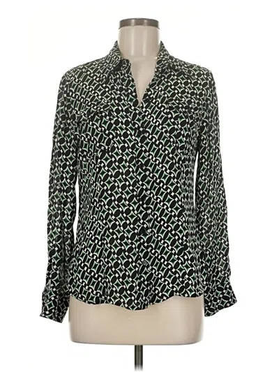 Pre-owned Ak Anne Klein Long Sleeve Blouse In Green
