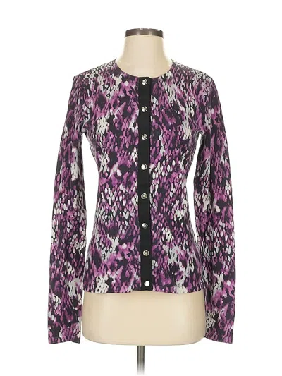 Pre-owned Ak Anne Klein Long Sleeve Blouse In Purple