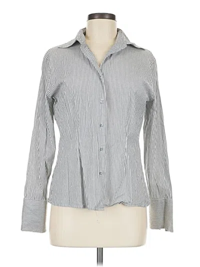 Pre-owned Ak Anne Klein Long Sleeve Button Down Shirt In Gray