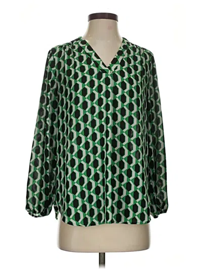 Pre-owned Ak Anne Klein Long Sleeve Polo Shirt In Green