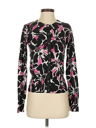 Pre-owned Ak Anne Klein Long Sleeve Silk Top Black Mock Neckline Tops