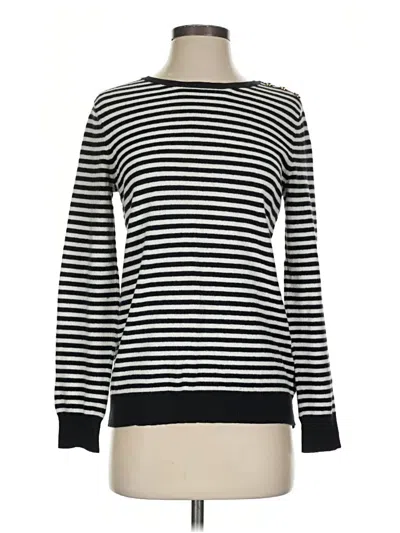 Pre-owned Ak Anne Klein Long Sleeve Top Black Boatneck Tops