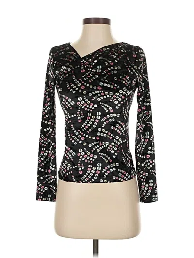 Pre-owned Ak Anne Klein Long Sleeve Top Black V-neck Tops