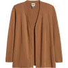 Ak Anne Klein Plus Size Kissing-front Side-slit Cardigan In Brown