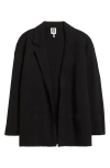 Ak Anne Klein Open Front Knit Blazer In Black