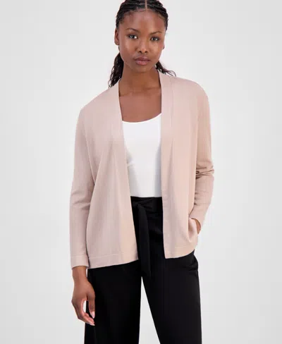 Ak Anne Klein Petite Chatham Open-front Cardigan In Neutral
