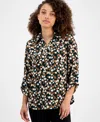 Ak Anne Klein Petite Dot-print Blouse In Multi