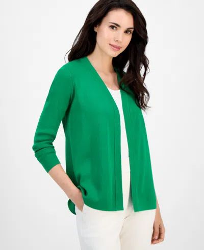 Ak Anne Klein Petite Long-sleeve Open-front Cardigan