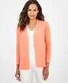 Ak Anne Klein Petite Long-sleeve Open-front Cardigan